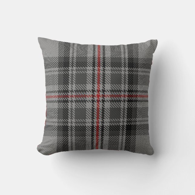 Taupe Grey Red Giant Tartan Pset Kussen (Voorkant)