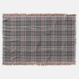 Taupe Grey Red Tartan Pset Deken