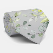 Taupe Grey Sage Green Eucalyptus Elegant Wedding Stropdas (Opgerold)