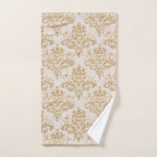 Taupe Grijs Bruin Damask 3 Stuk Bad Handdoek (Handdoek)