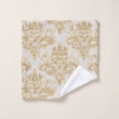 Taupe Grijs Bruin Damask 3 Stuk Bad Handdoek (Wasdoekje)