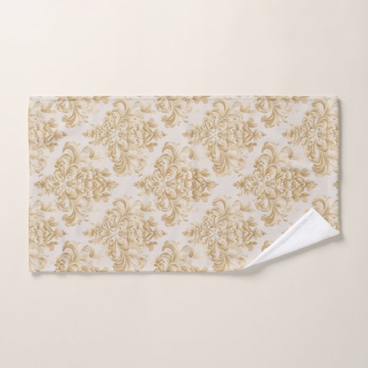 Taupe Grijs Bruin Damask 3 Stuk Bad Handdoek (Handdoek)