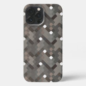 Taupe Grijs Bruin Zwart Mideeuw Pixelpatroon iPhone Hoesje (Achterkant)