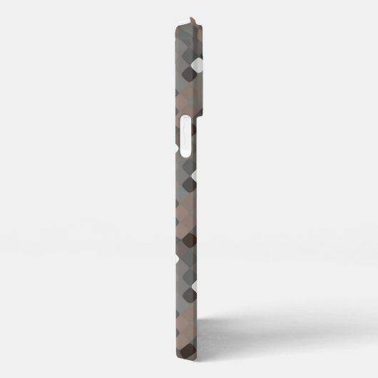 Taupe Grijs Bruin Zwart Mideeuw Pixelpatroon iPhone Hoesje (Rechterkant)