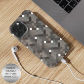 Taupe Grijs Bruin Zwart Mideeuw Pixelpatroon iPhone Hoesje
