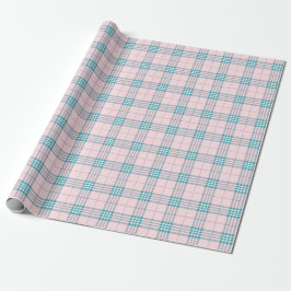 Taupe grijs en crèmekleurig fijn tartanruit cadeaupapier