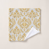 Taupe/Grijs & Gouden look Damask Badkamer Handdoek (Wasdoekje)
