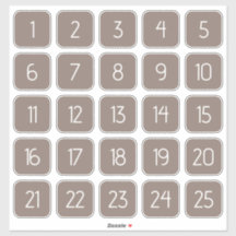 Taupe grijze aanpasbare vierkante nummerv stickers