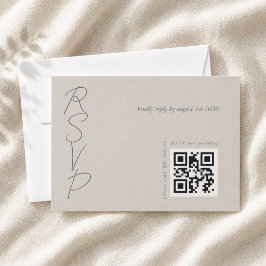 Taupe grijze elegante trouw-QR-code RSVP Kaartje