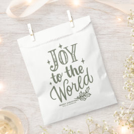 Taupe Groen Joy to the World Kerst Lettering Bedankzakje