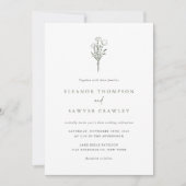 Taupe Groen Minimalistisch Boeket QR Code Huwelijk Kaart (Voorkant)