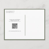 Taupe Groen Minimalistisch Boeket QR Code Huwelijk Uitnodiging Briefkaart (Achterkant)