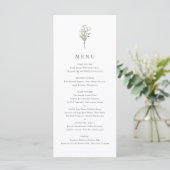 Taupe Groen Minimalistische Bloemen Boeket Huwelij Menu (Staand voorkant)