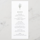 Taupe Groen Minimalistische Bloemen Boeket Huwelij Menu (Voorkant)