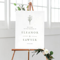 Taupe Groen Minimalistische Bloemen Boeket Huwelij