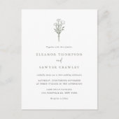 Taupe Groen Minimalistische Bloemen Boeket Huwelij Uitnodiging Briefkaart (Voorkant)
