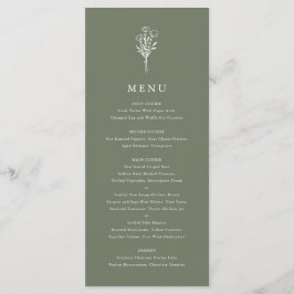 Taupe groene minimalistische bloemboeket trouwfees menu