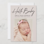 Taupe Hallo Baby 2 Fotogeboorte Aankondiging (Voorkant)