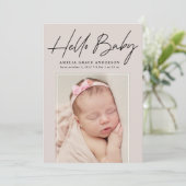 Taupe Hallo Baby 2 Fotogeboorte Aankondiging (Staand voorkant)