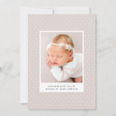 Taupe Hallo Baby 2 Fotogeboorte Aankondiging (Achterkant)