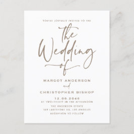 Taupe Hand Lettered Kalligrafie Boho Bruiloft Uitnodiging Briefkaart