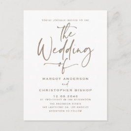 Taupe Hand Lettered Kalligrafie Boho Bruiloft Uitnodiging Briefkaart