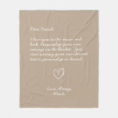 Taupe Handgeschreven Gepersonaliseerde Bericht Vri Fleece Deken (Voorkant)