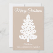 Taupe Handgeschreven Script Kerstboom Feestdagenkaart (Voorkant)