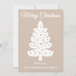 Taupe Handgeschreven Script Kerstboom Feestdagenkaart