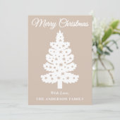Taupe Handgeschreven Script Kerstboom Feestdagenkaart (Staand voorkant)