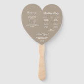 Taupe Hart Elegant Calligrafie Huwelijksprogramma Handwaaier (Achterkant)