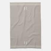 Taupe | Helling Stripe Monogram Theedoek (Verticaal)