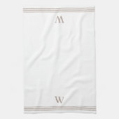 Taupe | Helling Stripe Monogram Theedoek (Verticaal)