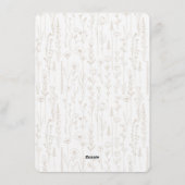 Taupe Hello Baby Wildflower Invitation Kaart (Achterkant)