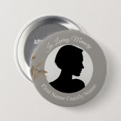 Taupe herdenkingsfoto knop ronde button 7,6 cm (Voorkant /achterkant)