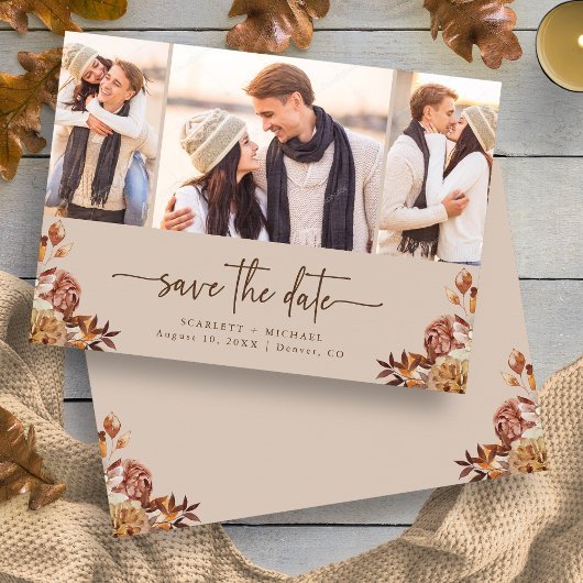 Taupe Herfst Bloemen Foto Save The Date