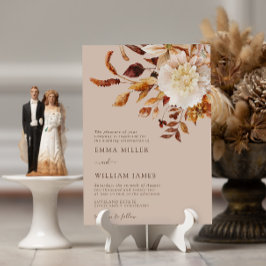 Taupe Herfst Moderne Waterverf Terracotta Bruiloft Kaart