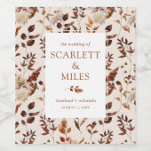 Taupe Herfst Terracotta Foliage Wedding Favor Wijn Etiket (Enkel label)