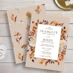 Taupe Herfst Terracotta Waterverf Floral Wedding Kaart<br><div class="desc">Taupe Herfst Terracotta Waterverf Floral Wedding Invitations. Deze elegante en rustige trouwuitnodiging is voorzien van handbeschilderde waterverf verbrande oranje- en terracotta-bladeren, crème en beige dahlias, en prachtige roestkleurige rozen die perfect zijn voor een herfst- of herfstbruiloft! De achterkant van de uitnodiging heeft een mooi blad- en bloempatroon op een staartachtergrond....</div>