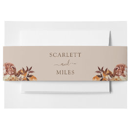 Taupe Herfst Waterverf Botanicals Wedding Uitnodigingen Wikkel