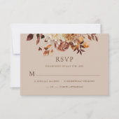 Taupe Herfst Waterverf Koper Floral Wedding RSVP (Voorkant)