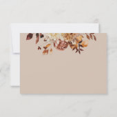 Taupe Herfst Waterverf Koper Floral Wedding RSVP (Achterkant)