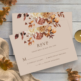 Taupe Herfst Waterverf Koper Floral Wedding RSVP