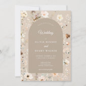 Taupe Herfst Wilde Bloem Rustieke Boho Bloemige Br Kaart (Voorkant)