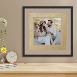 Taupe Herringbone Custom Foto Folie Art Print