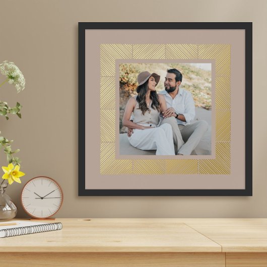 Taupe Herringbone Custom Foto Folie Art Print