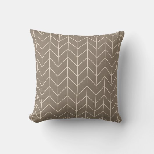 Taupe Herringbone Throw Pillow Kussen (Voorkant)