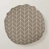Taupe Herringbone Throw Pillow Rond Kussen (Achterkant)