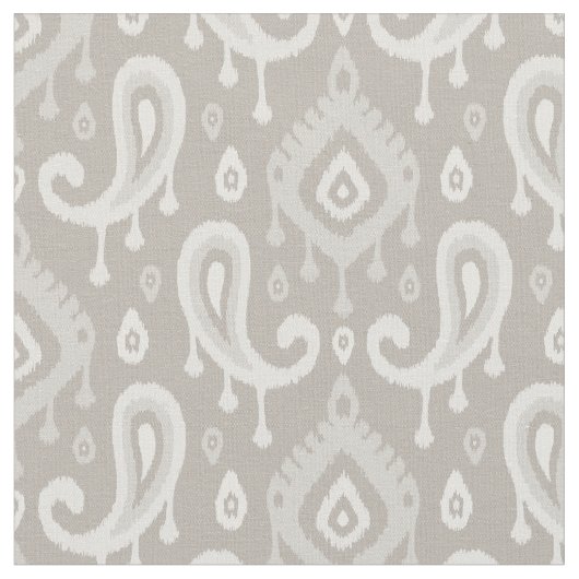 Taupe Ikat Paisley Stof (Close Up)