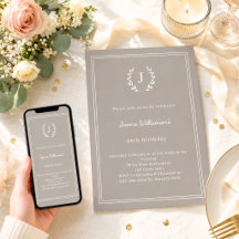 Taupe ivoor monogram krans minimalistische verjaar